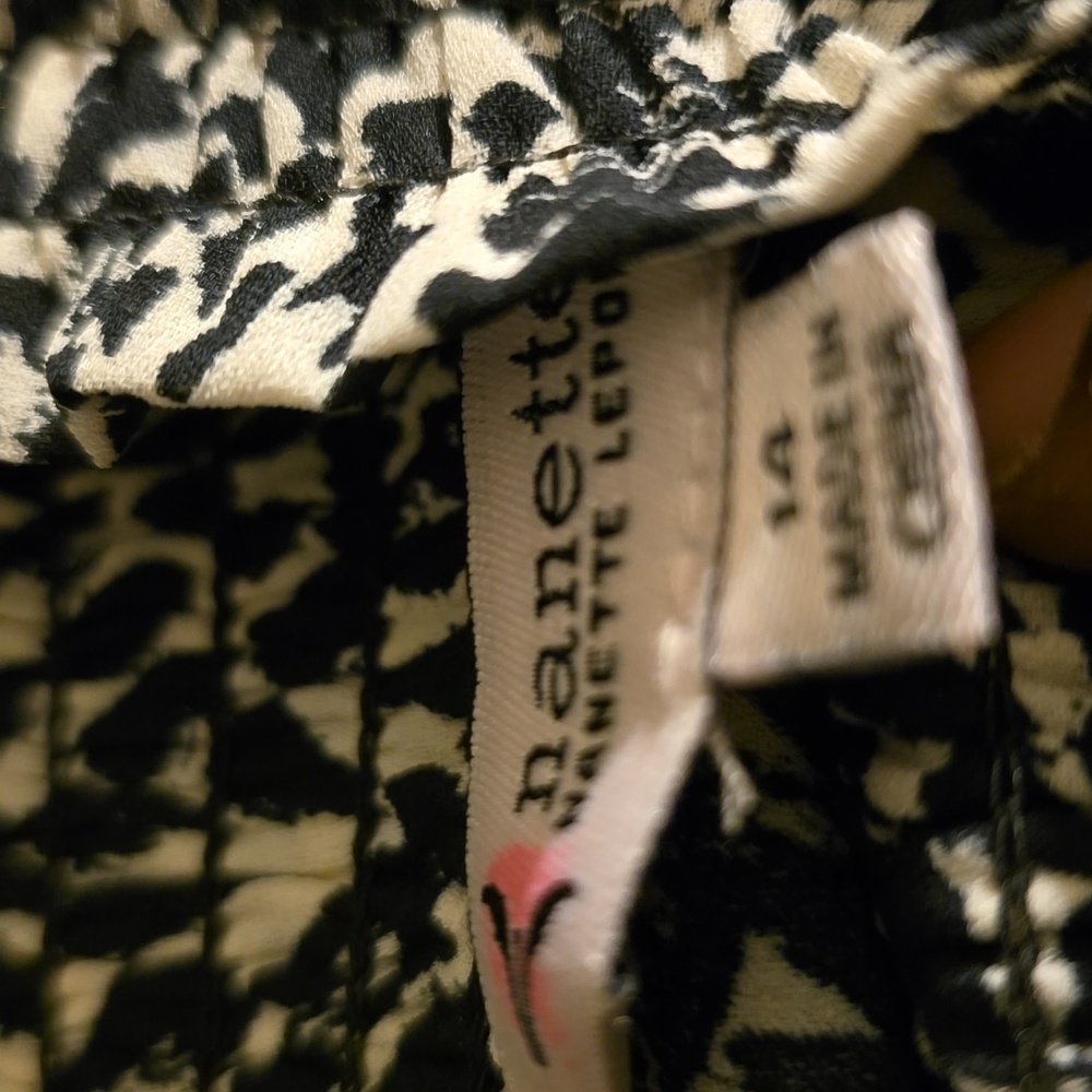 Nanette Lepore Sleeveless Ruffle Tiered  Mini Dress. Black Cream 654-1 Print - Picture 7 of 12